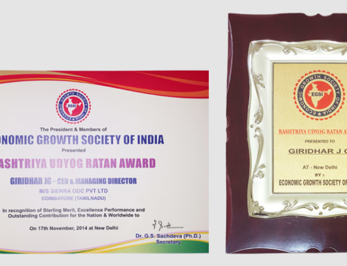 “RASHTRIYA UDYOG RATAN AWARD” by EGSI to SIERRA